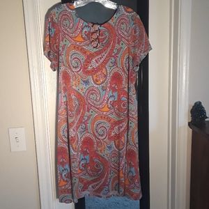 MSK Orange and Turquoise Paisley Dress